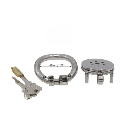 Flat Male Cock Cage with Metal Catheter - 18+ Urethral Negative Pressure Chastity Lock, BDSM Bondage Toy for Couples