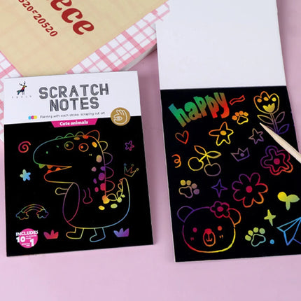Cartoon Dazzling Colorful Scratching Paper Set Primary School Students Children Kids Drawing Toys Graffiti Scratch Painting Book