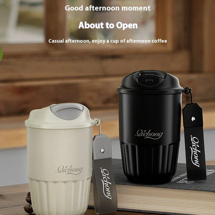 410ML Ceramic Liner Thermos Coffee Cup Travel Coffee Mug Vacuum Insulated Thermos For Coffee Thermal Cup Tumbler Christmas Gift