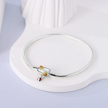 925 Sterling Silver Bracelets 17-20CM Original Leaf Clover Butterfly Heart Bracelet Fit DIY Charms Beads Fashion Women Jewelry