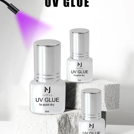 JOMAY UV Glue Lash Glue Extra Strong Eyelash Glue Extension Supplies UV Glue 5ML Waterproof Adhesive 3 bottles