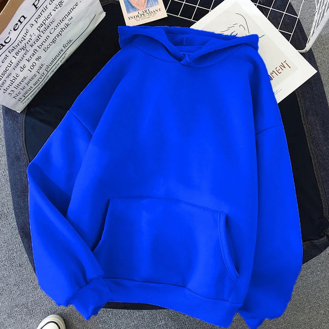 Women Streetwear Unisex Oversized Hoodie Minimalist Solid Color French Pullover Essentials Unisex Couple Hooded Sweatshirt