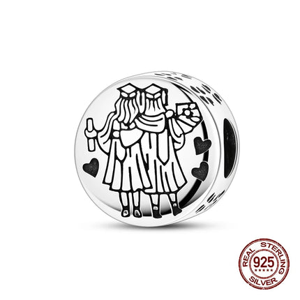 100% 925 Sterling Silver Graduation Season Series Owl Bachelor's Hat Charms Beads Fit 3mm 925 Original Bracelets DIY Jewelry