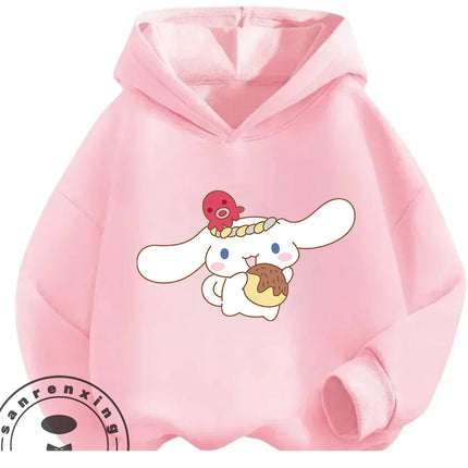 Autumn Winter Outdoor Casual Cinnamoroll Hooded Sweatshirt 3-14Y Boys Girls Cute Kawaii Cartoon Street Hot Fashion