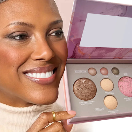 Multi-functional portable makeup palette, 7-color eyeshadow, contour, blush, highlighter all in one palette, easy to apply