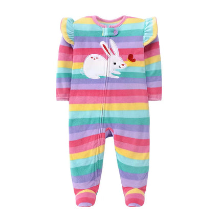 Spring Baby Girl Rompers Clothes Zipper Fleece Autumn Warm Newborn Infants Pajamas Outfit Animal Jumpsuit Clothing 0 -12 Months