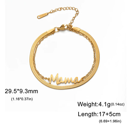 Skyrim Stainless Steel Gold Color Mama Letter Beads Charm Bracelet Red Rope Bracelets Women Waterproof Jewelry Mother's Day Gift