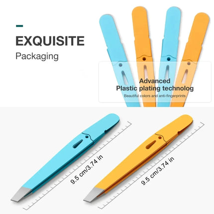 Stainless Steel Slanted Mouth Eyebrow Tweezers Colorful Hair Beauty Fine Hairs Puller Eye Brow Clips Beard Removal Makeup Tools