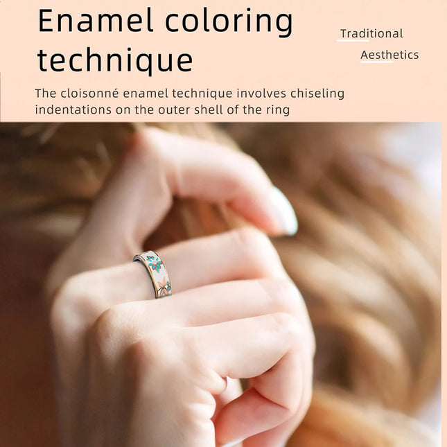 R18 Luxury Color Enamel Stainless Steel Women Smart Ring Stylish Fitness Tracker Female Lady Smart Rings Cute IP68 Waterproof