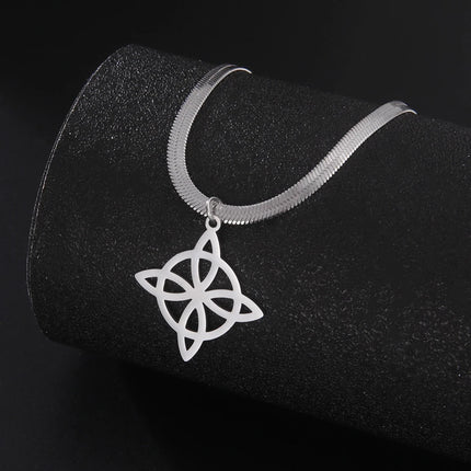 Lucktune Witch Knot Pendant Necklace Stainless Steel Snake Chain Necklace For Women Vintage Lucky Wicca Jewelry Party Gifts Sale
