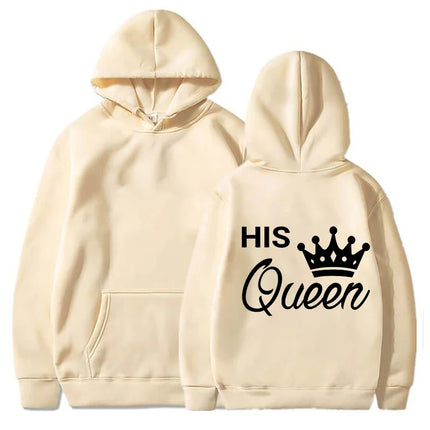 New Valentine's Day His Queen And Her King Printed Hoodies Men/Women Couple's Sweatshirts Casual Hoodie Personality Pullover