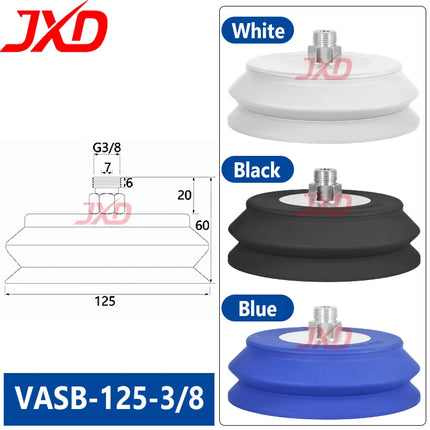 JXD Vacuum Suction Cup for Industrial Manipulator: VASB-30-1/8, Silicone Suction Nozzle VAS-15-1/8, Metal Fitting Suction Cup