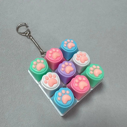 Cat Pawl Decompression 9 Keyboard Key Toy For Adults Antistress Toys Boys Girls Anti Stress Finger Keyboard Games Keychain