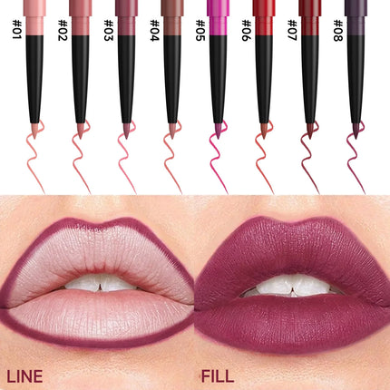 8 Colors Matte Lip Liner Waterproof Long-Lasting Lip Pencil Smudge-Proof Outline Lipstick for Defined Lips, Lip Contour Makeup