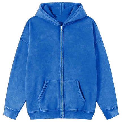 Autumn  Solid Color 100% Cotton Women Washed Hoodie Sport Casual Zipper Hoody Y2K Jogging Streetwear Harajuku Soft Hoodies