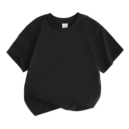 Children Solid color Short sleeve Suitable for boys girls top 3-12 Age Toddle T-shirts summer casual  white pink black clothing
