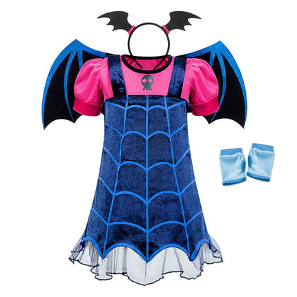 Vampirina Cosplay Dress Girl Kids Princess Charms Dress Up Christmas Vampire Halloween Costume Children Carnival Party