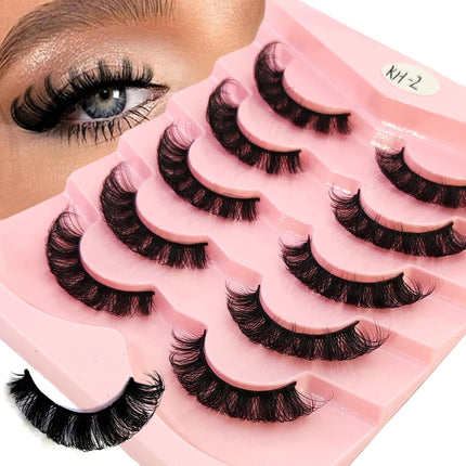 HBZGTLAD 3D natural cat eye fluffy soft cross 5 pairs of comic eyelashes Wispy natural eyelash extension eyelashes