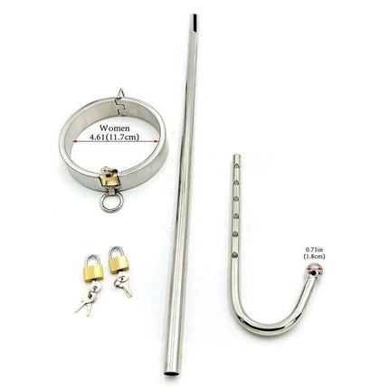 Stainless Steel Collar Slave Forced Posture Body Harness Hook Restraint BDSM Ball Plug Bondage Anal Plug Sex Toys for Men Women