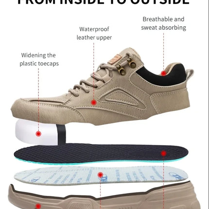 Steel Toe Safety Shoes Men, Anti-Puncture Anti-Smash Non Slip Industrial Work Boots Lightweight Breathable Protective Shoes