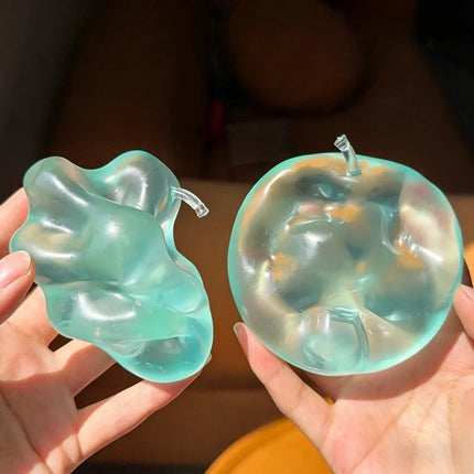 Squishy Crystal Clear Apple Squeeze Toy, Moldable Non-Rebound Stress Relief Ball, Sensory Fidget Toy for Anxiety Relief