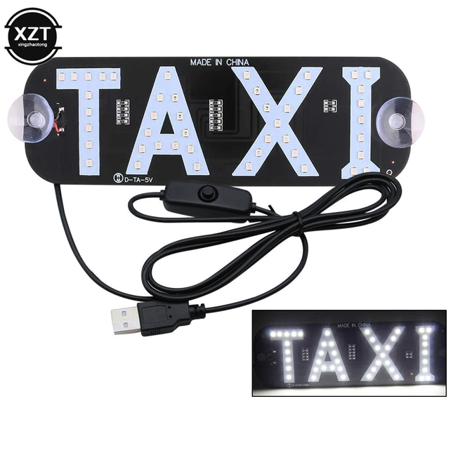 12V LED Car Taxi Indicator Windshield Lamp Taxi  Light License Plate Lamp Energy-saving Long-life Lamp USB Cable with Switch
