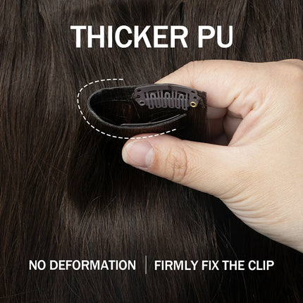 Invisible PU Weft Clip In Extension Human Hair Injected Clip in Hair Weft Machine Remy 12"-24" 7Pcs Silk Straight Clip On Hairs