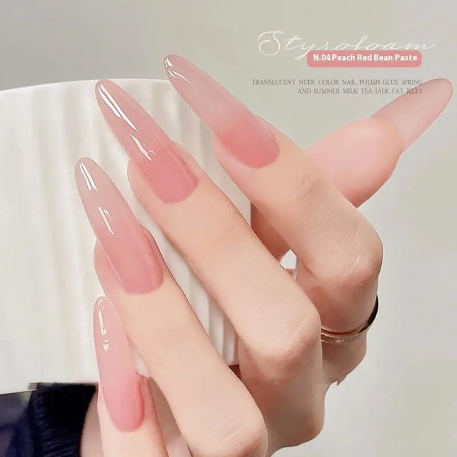 1pc 5g Nail Polish Jelly Ice Clear Nude, Peelable UV LED, Glossy Finish, Solid Color Pattern DIY Nail Art