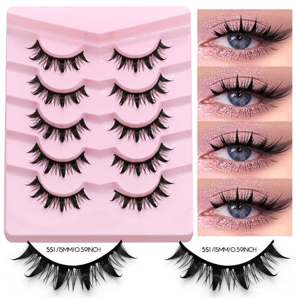 GROINNEYA Manga Lashes 3D Mink Lashes Natural Eyelashes Soft Cross Wispy False Eyelashes 3D Natural Lashes Eyelash Extension