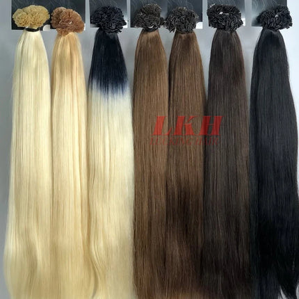 Ugeat Flat Tip Hair Extensions Human Hair Fushion Remy Hair 18-30" 50 Strands/Pack Natural Straight Keratin Hair Extensions