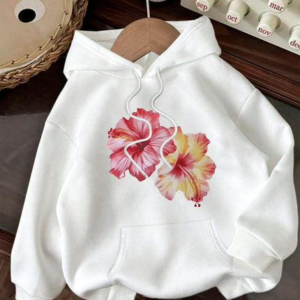 Colorful Floral Pattern Printed Women's Autumn and Winter Round Neck Hoodie Casual Long Sleeved Top Sweatshirt Women's Clothing