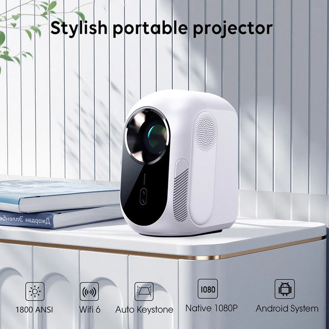 Touyinger ET35 1800ANSI Full HD Smart TV Projector with Autofocus, Wi-Fi, and Bluetooth for Home Theater Use