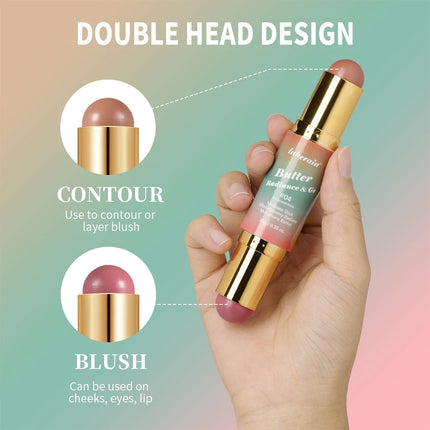 Lakerain Butter Makeup Stick Nature Bronze Colored Matte Effect Moisturizing Smooth Dual-head Design Multi-purpose Makeup Stick