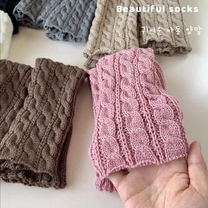 Sweet Children Leg Warmers Lolitas Twist Knitted Socks Korean Baby Girls Warm Foot Cover Guards Elastic Versatile Elephant Socks