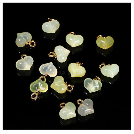 1 Pc Natural Stone Light Green Jade Heart Shape Bead Random Color Pendant For Jewelry Making Diy Necklace Bracelet Accessory