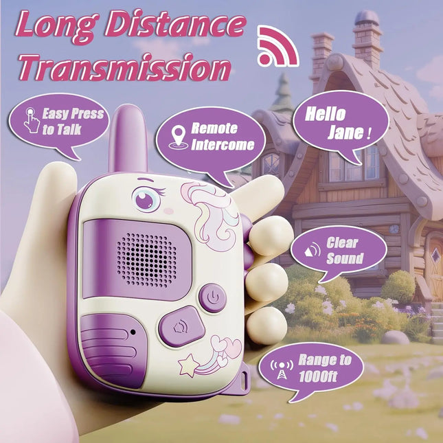 2PCS Walkie Talkie Toys for Kids, Unicorn Gifts for Girls Age 3-9,Birthday Presents Xmas Gifts Outdoor&Indoor activity ,camping