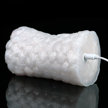 ELKKOST White Pocket Pussy  Stroker Wireless Control Vibrating Monster Male Masturbator for Men Realistic Dual-hole Vagina Anal
