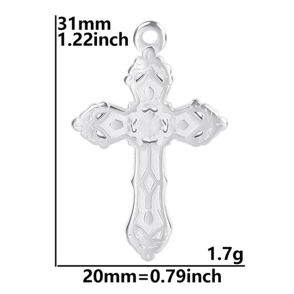 5pcs/Lot High Quality Stainless Steel Cross Pendants For Jewelry Making Supplies Metal Rose Lava Ankh Cross Charms DIY Materials