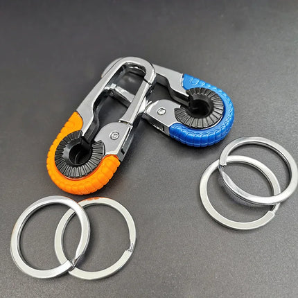 3pcs Keychain Men Stainless Steel Buckle Outdoor Carabiner Climbing Tool Double Ring Car Fishing Hook Key Ring Accessories
