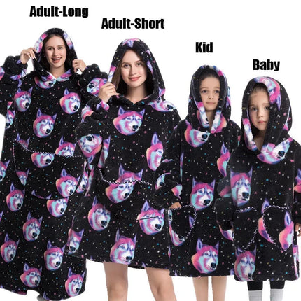 Plush Fleece Family Matching Hoodie Girl Sweatshirt Homewear Men Women Children Thick Pullover Oversize Winter Sherpa Blanket