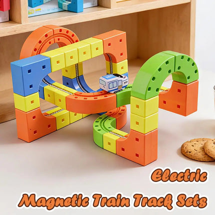 Children Magic Track Train Electric Assembled Building Blocks Magnetic Rail Car Maze Educational Toys Magnetic Assembly Train