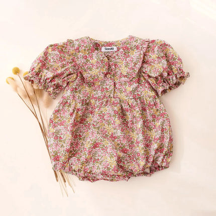 Floral Summer Baby Girl Playsuit Short Sleeve Cotton Baby Girl Romper Newborn Baby One-piece