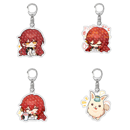 Honkai: Star Rail Anime Figure Acrylic Keychain Dan Heng Feixiao Firefly Model Plate 4pc/set Keyring Game Fans Gift