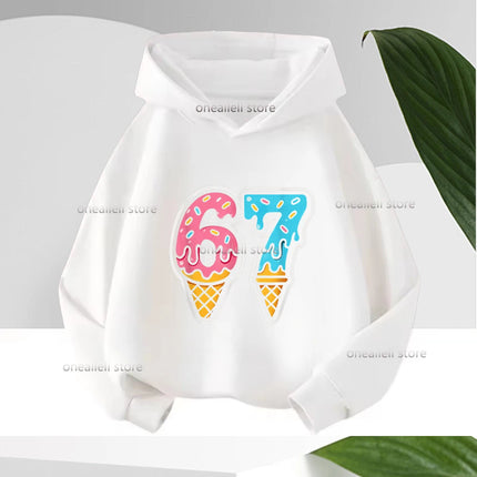 Spring Autumn Graphic Funny 67 Children's Hoodies Sweatshirt Casual Hip Hop Long-sleeve Fleece Boy Girl Kid Warm Hooded Pullover