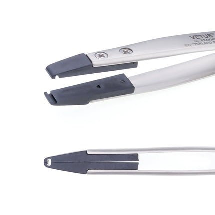 VETUS ESD Series Anti-static Tweezers with Interchangeable Head Stainless Steel Body Conductive Carbon Fiber Plastic Handle 1pcs