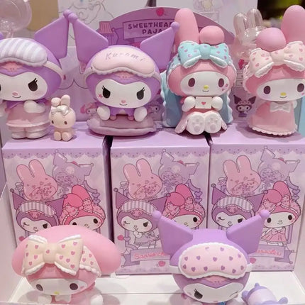 Sanrio Figure Blind Box Cute Kuromi My Melody Figures Toy Pajamas Series Collection Home Decorate For Children Christmas Gift
