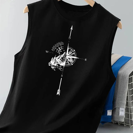 100% Pure Cotton Summer Men's Fashionable Casual Loose I DON'T CARE Letter Pattern Printed Fitness Sports Sleeveless Vest