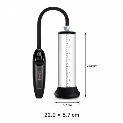 Electric Male Vacuum Pump with Clear Measuring Cylinder Digital Display Black Hose and Man Masturbation Trainer Sex Toy