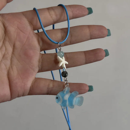 Boho Kpop Colorful Sugar Star Tassel Pendant Choker Necklace for Women Sweet Love Heart Chain Aesthetic Y2K Jewelry Accessories