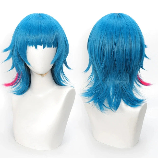 Cosplay Wig Arcane Anime Wig Jinx Bule with Pink Game Role-Playing Wig Synthetic Wig with Wigcap